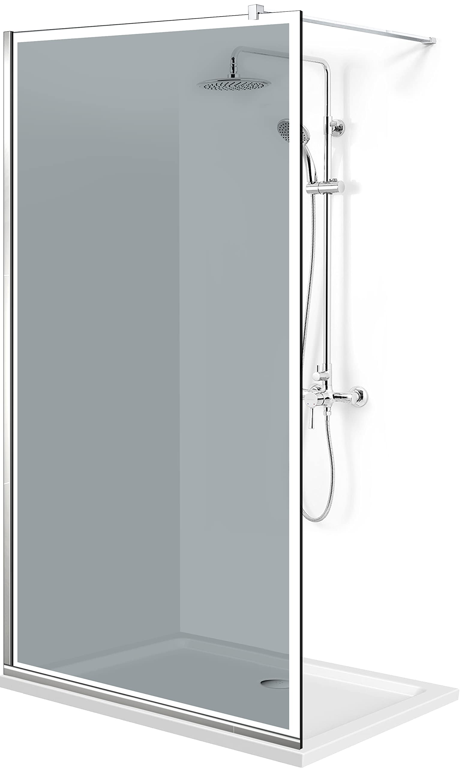 Aqua Roy Modell Weißer Rahmen 70 cm Leicht zu reinigen Walk in Duschwand Sicherheitsglas Panel 8 mm Duschabtrennung für Wetroom Nano beschichtet sandgestrahltes Muster Edelstahl (3. graues Glas)