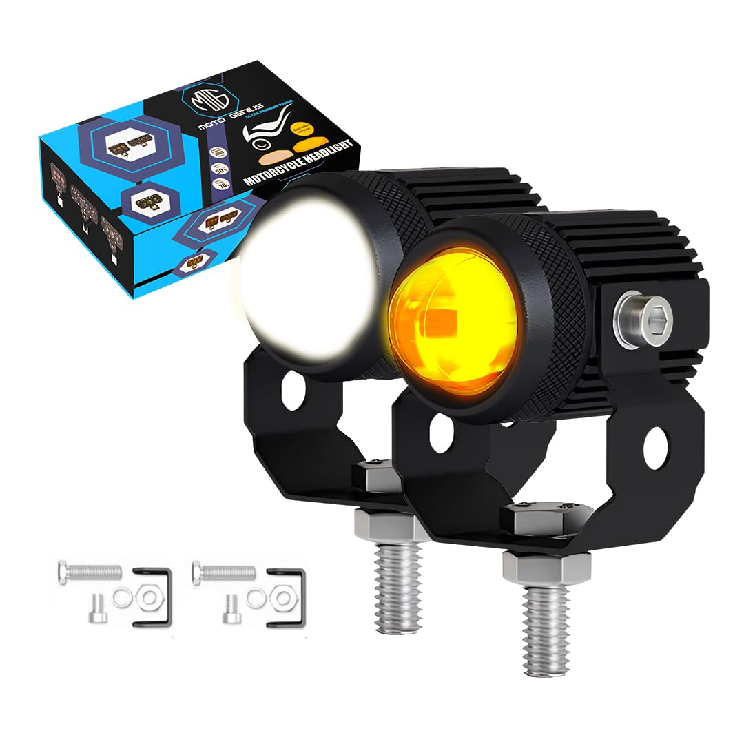 MOTO GENIUS 25W Mini LED Projector Fog Light | Xenon White Beam | Universal Fit for Car & Motorbike | Pack of 2-image-25
