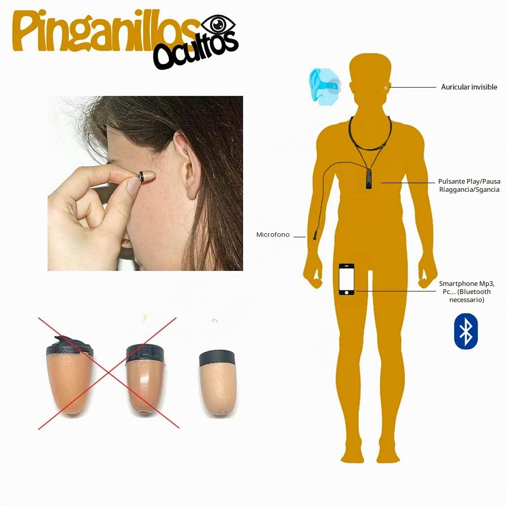 Orecchini nascosti Auricolare invisibile Supermini + collare Bluetooth V10 con microfono