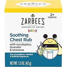 Zarbee's Baby Soothing Chest Rub with Eucalyptus &amp; Lavender, Petroleum-Free Safe and Effective Formula, 1.5 Ounce