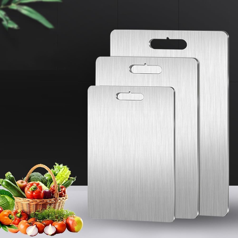 316 Stainless Steel Cutting Boards, New Upgrade SUS 316 Cutting Boards for Kitchen, Double-Sided Food-Grade Stainless Steel Cutting Board, Chopping Boards Cutting Mat for Meat Fruit & Vegetable (M)