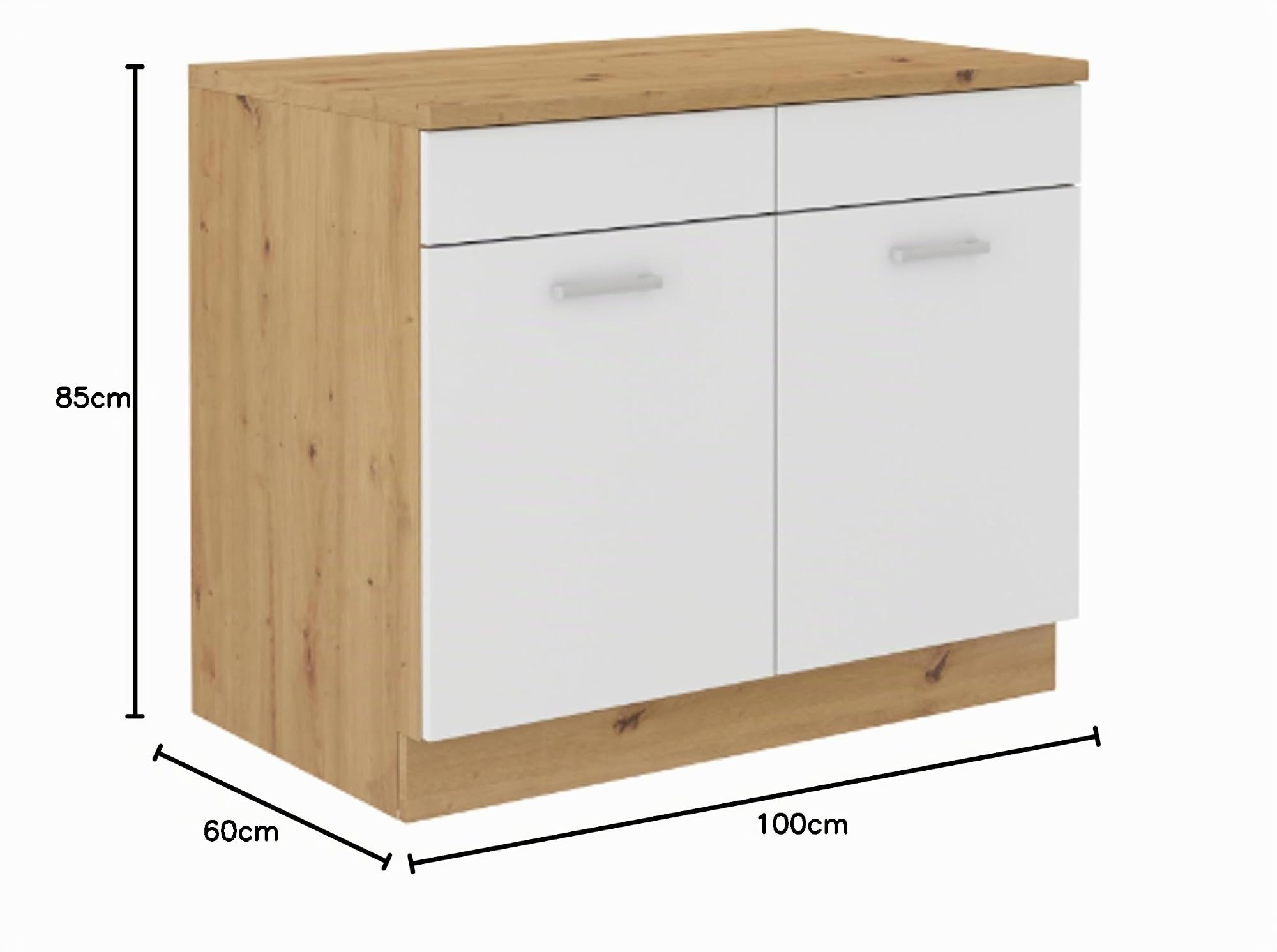 Kuechen-preisbombe Spülenschrank Buffet Küche Mario 100 Küchenzeile Einbauküche Weiss Eiche Artisan