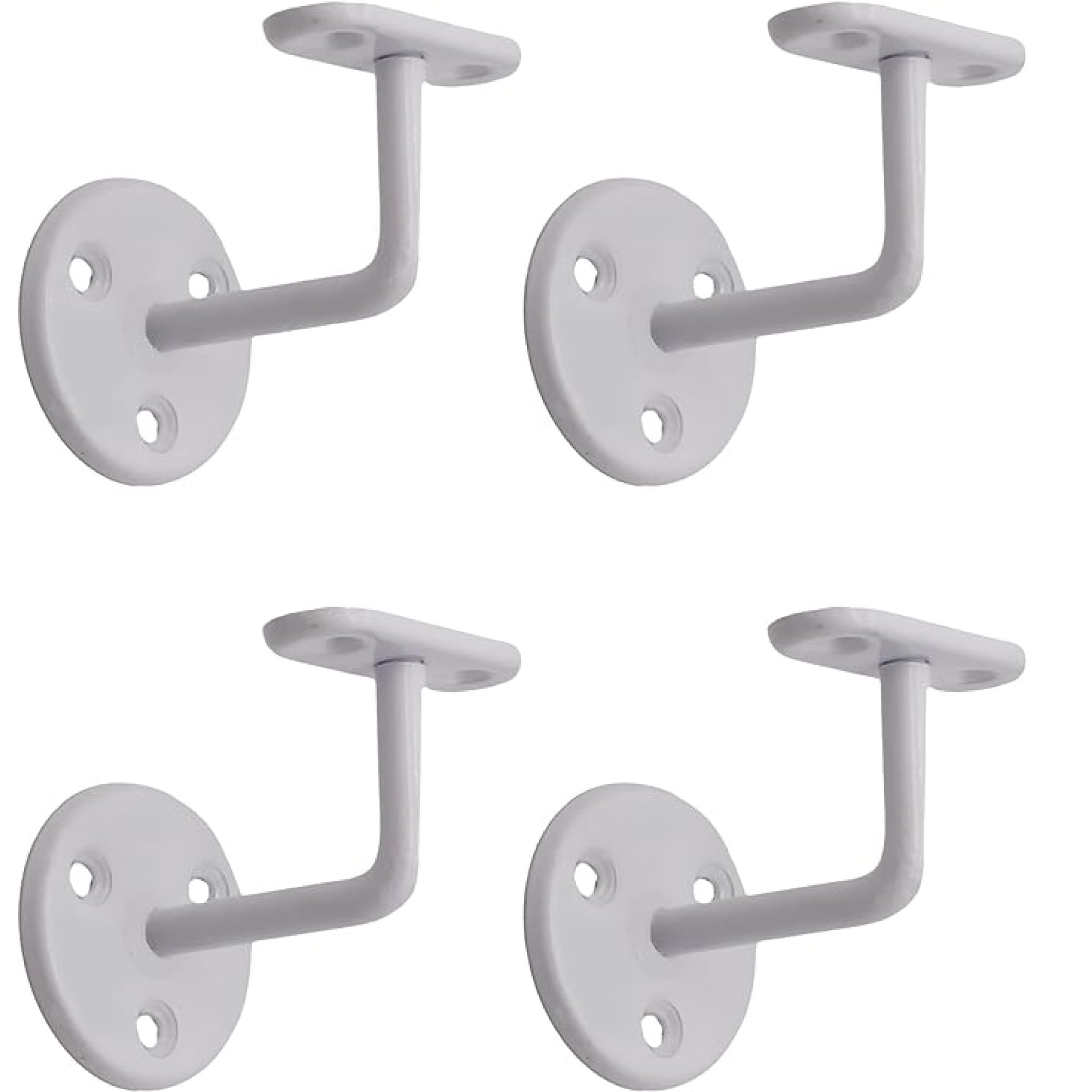 White Handrail Brackets for Stair Bannister Handrail Wood and Steel Handrail - Pack of 4