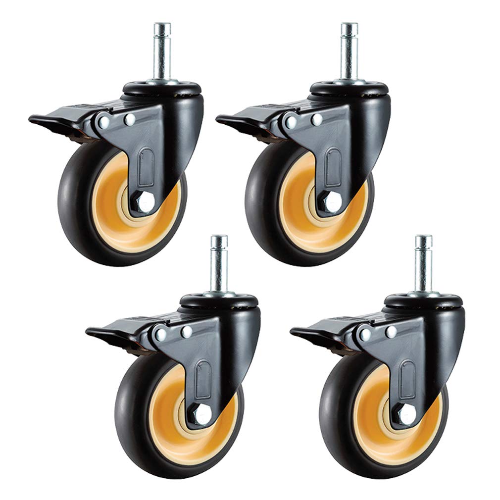 GYRAZXS High-Performance Swivel Cs 4-Pack Rubber Furniture Wheels with Stem Heavy-Duty Trolley Rollers Double Safety Locking Smooth Ball Bearings for Furniture Mobility