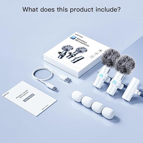 Miniatura 6 de Leettus Micrófono inalámbrico Lavalier de 2 piezas para iPhone iPad, micrófono inalámbrico para grabación de video, transmisión en vivo de juegos,