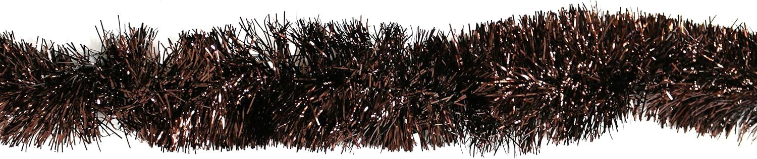 Copper Brown Luxury Christmas Tree Tinsel Decoration - Premium Hanging Ornaments for Indoor/Outdoor Xmas Parties & Seasonal Event Supplies (Pack of 8 (16m))