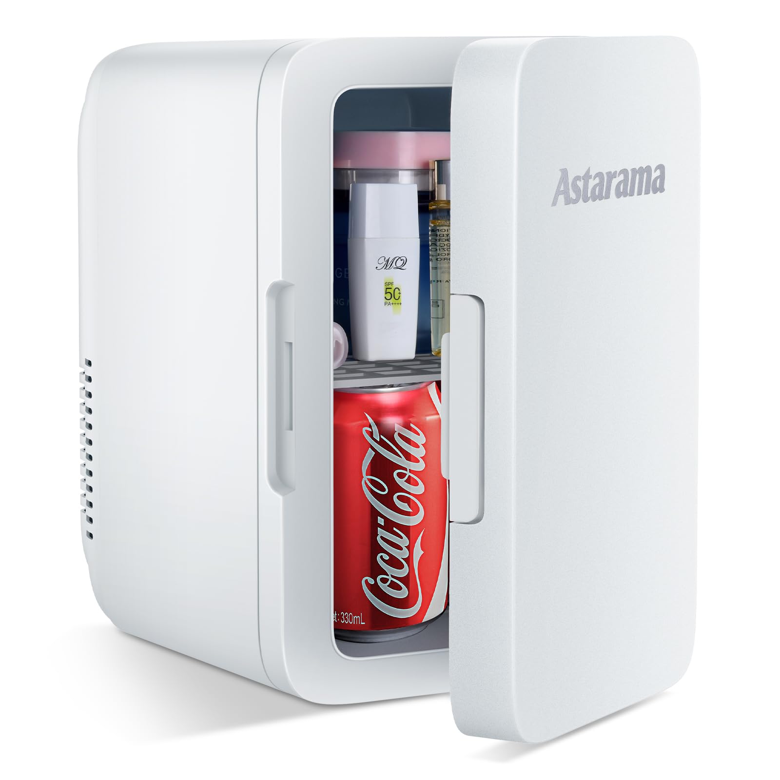 Astarama Nevera Pequeña,6 Litros/8 Latas, 220V AC/12V DC, Enfriador y Calentador Termoeléctrico, Mini Nevera Compatible Coche y Caravanas.Mini Frigorifico Para Bebidas, Cosméticos. (Blanco) - 1