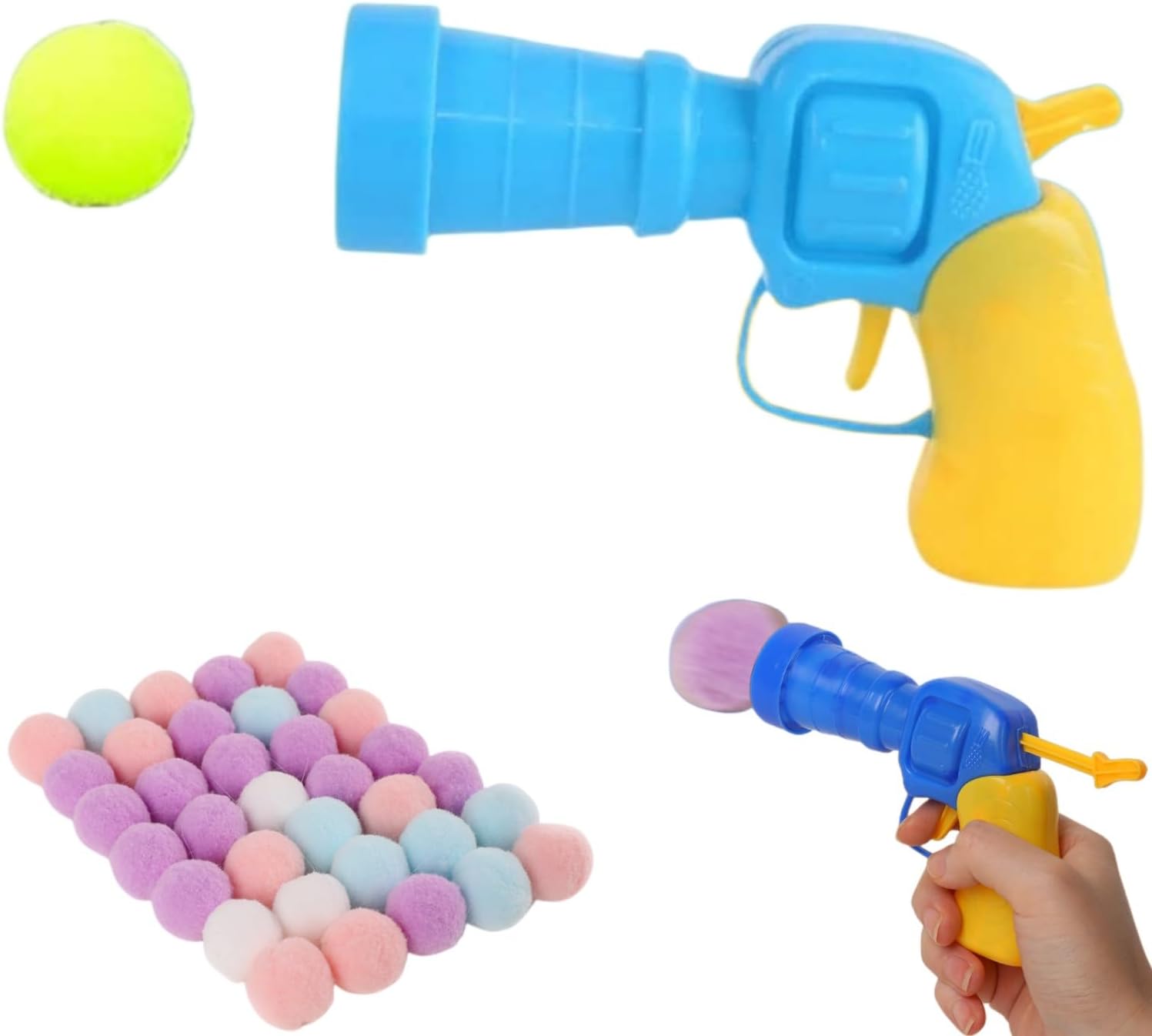 Plush Ball Shooting Gun, Mini Foam Balls Blasters, Cool