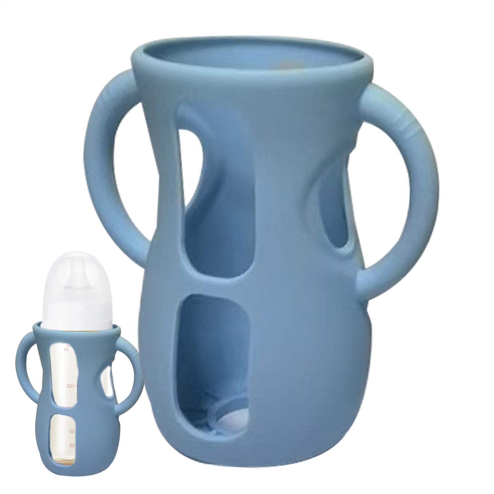 Glas-Babyflaschen-Silikonhülle, Silikon-Flaschenhülle für Glasflaschen | Stillflaschenhülle mit Griffen - Bruchsicherer Flaschenhalter, sturzsichere und stoßfeste Hülle, spülmaschinenfest