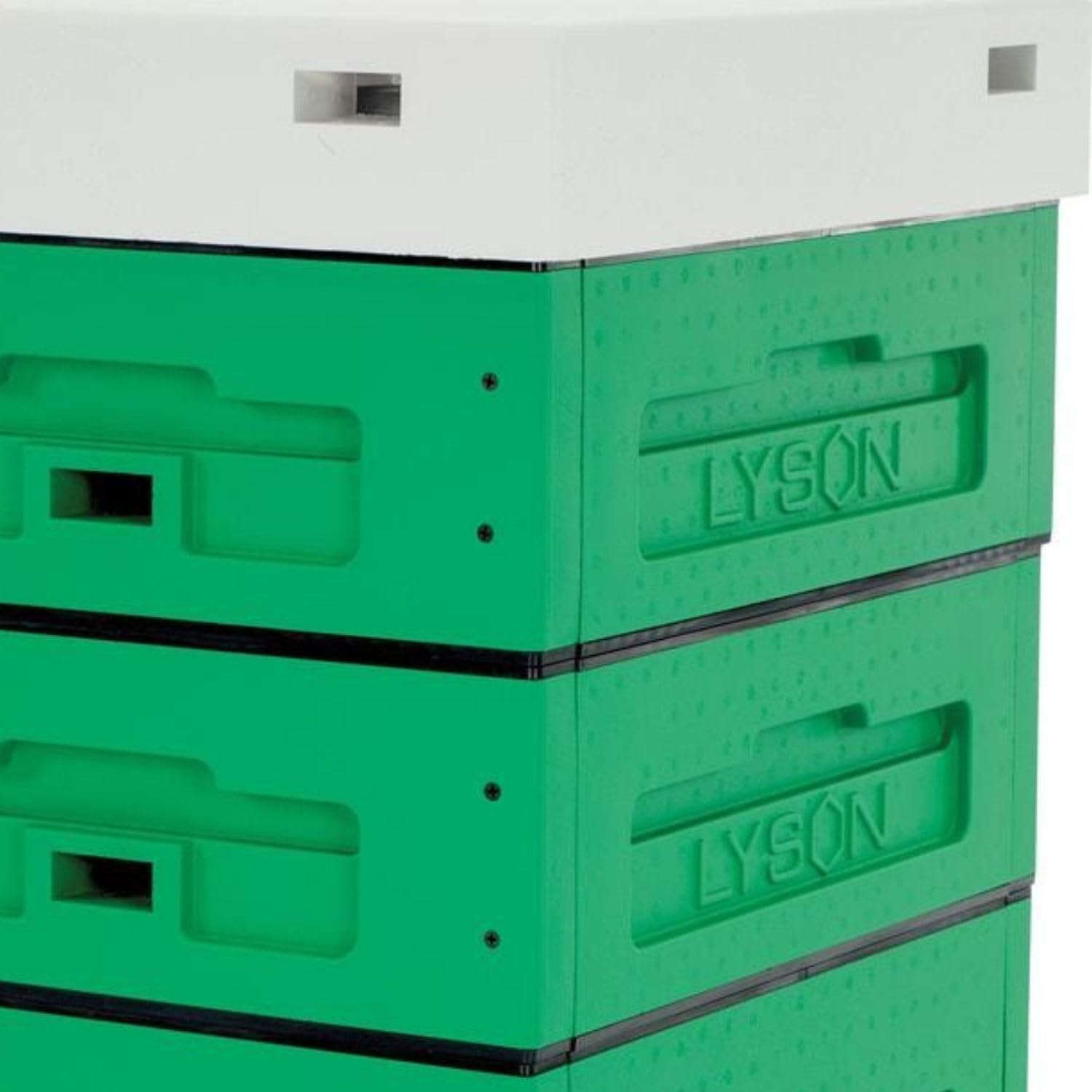 LYSON Bienenbeute Styropor Dadantbeute Dadant Blatt Beute OPTIMA Bienenstock-Set mit niedrigem Varroa-Kunststoffboden (GRÜN-GRAU) für die Selbstmontage (Passende Rahmen:47×43,5x30cm;47×43,5x15,9cm)