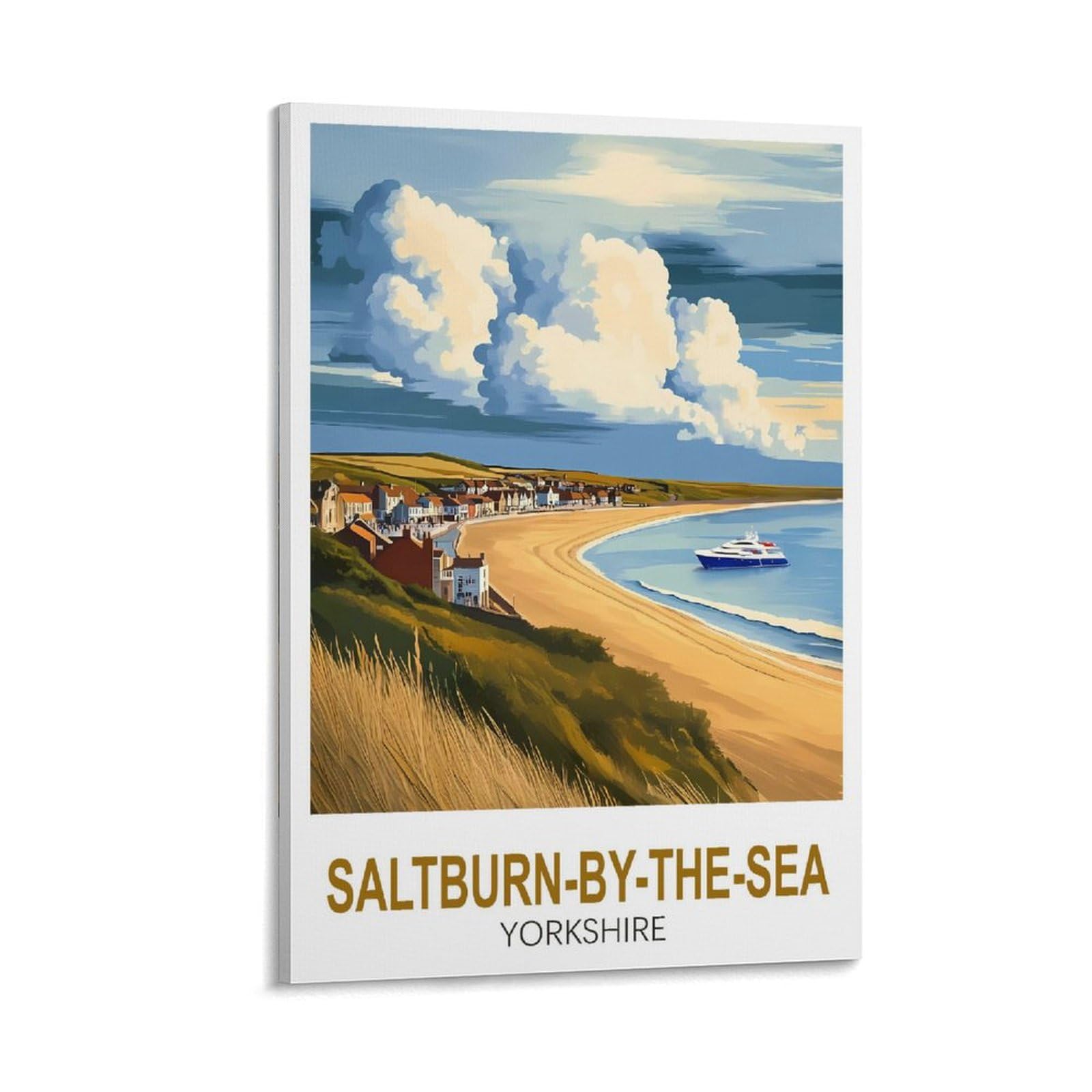 XLLYXYGJQ Saltburn by The Sea Yorkshire Vintage Travel Poster 08x12inch(20x30cm) Canvas Wall Art Poster Print Artwork Painting Picture for Home Decoration Living Room Office Bedroom