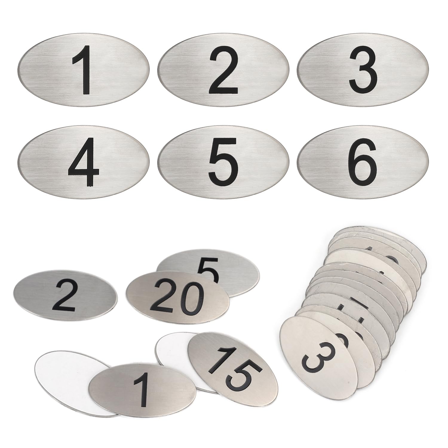 NanTun 304 Stainless Steel Engraved Oval Table Black Numbers (1-30) Pubs Restaurants Clubs - 1 to 30 โ image 1