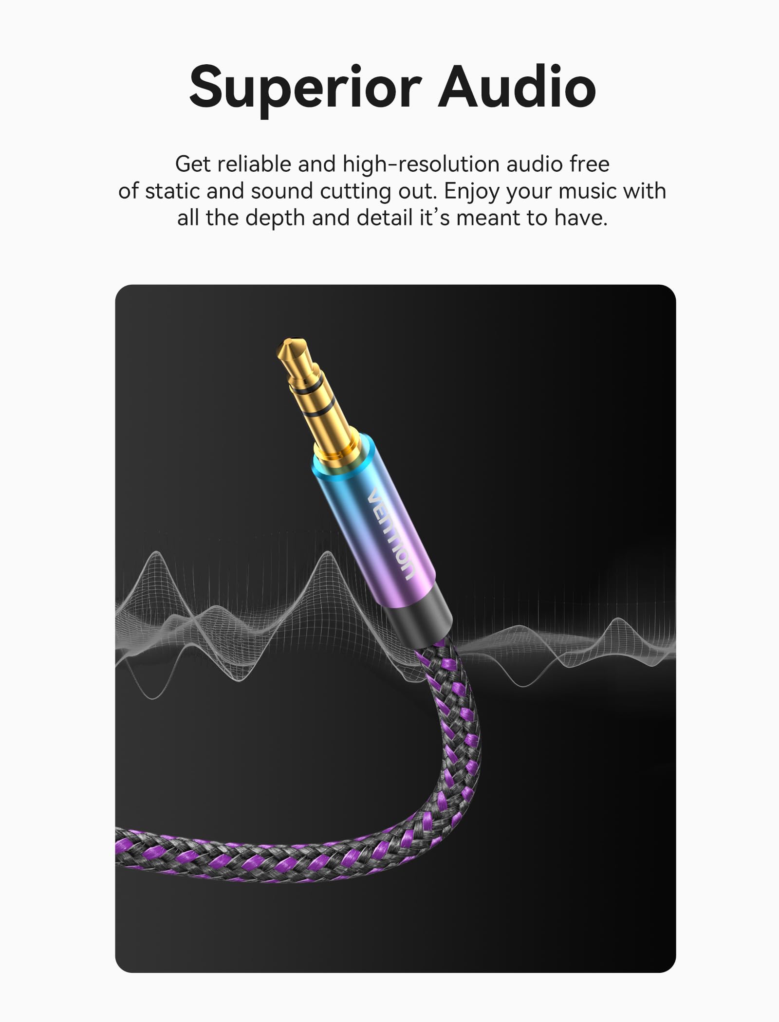 VENTION Cavo di Prolunga Jack 3.5 Aux Audio Stereo da aschio a