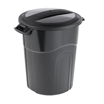 Heavy Duty 20 Gallon Plastic Garbage Can with Lid, Durable Outdoor and Indoor Trash Bin for Home, Yard, Garage, or Commercial Use, Sturdy Black Waste Container with Secure Fit Cover