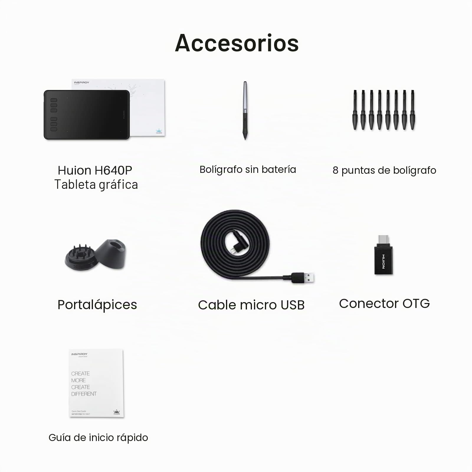 HUION H640P Tableta Gráfica con 8192 Niveles de Sensibilidad a la Presión con Lápiz Óptico Sin Pilas y 6 Teclas de Función Personalizables
