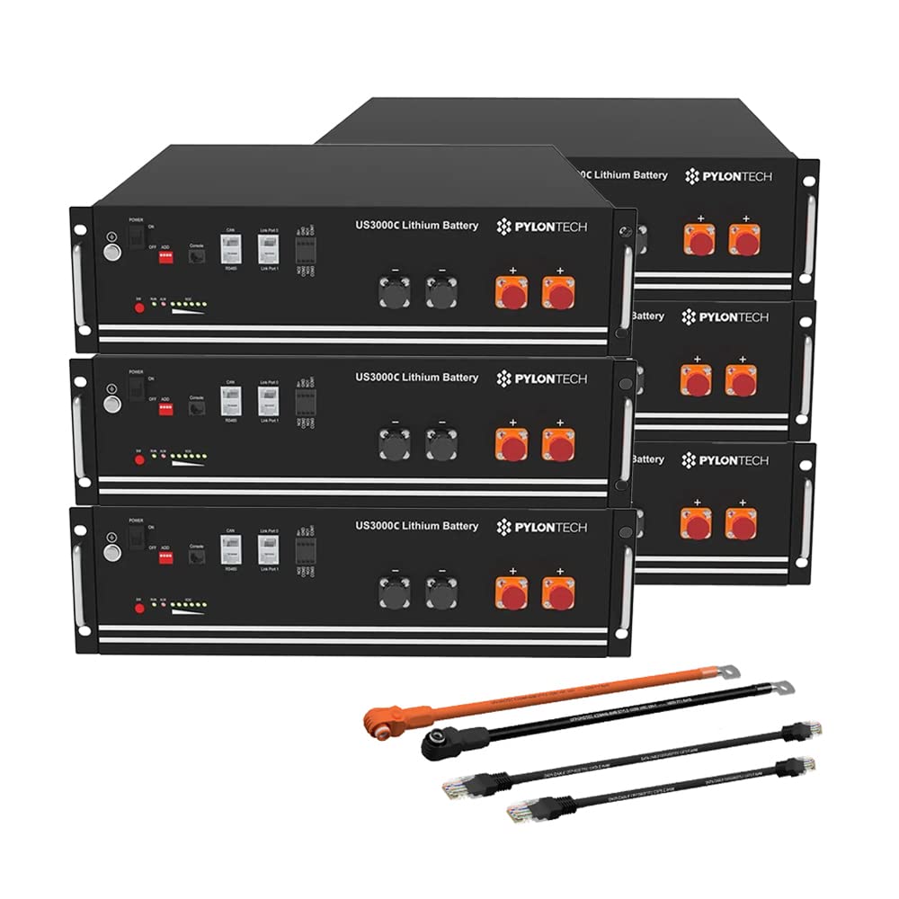 Pylontech 6X US3000C LiFePO4 Batterie 21kWh mit Wechselrichter-Anschlusskabelset