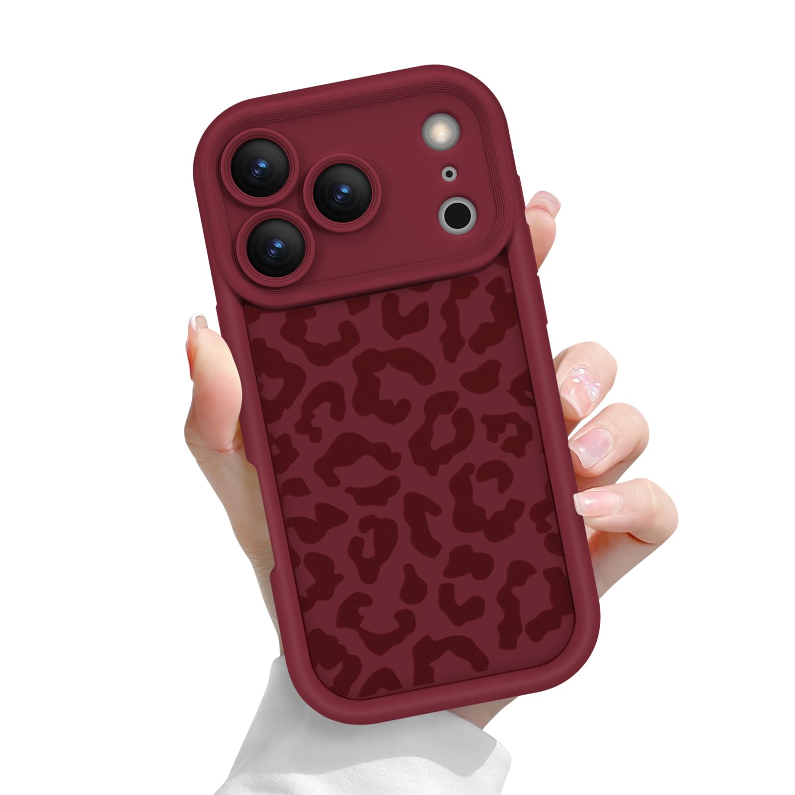 Newseego Cover per iPhone 17 Pro Max, Estetica Stampa Leopardo Design per Ragazze e Donne Carino Ghepardo Stampa Animale Modello Morbido Slim TPU Custodia Antiurto per iPhone 17 Pro Max-Bordeaux