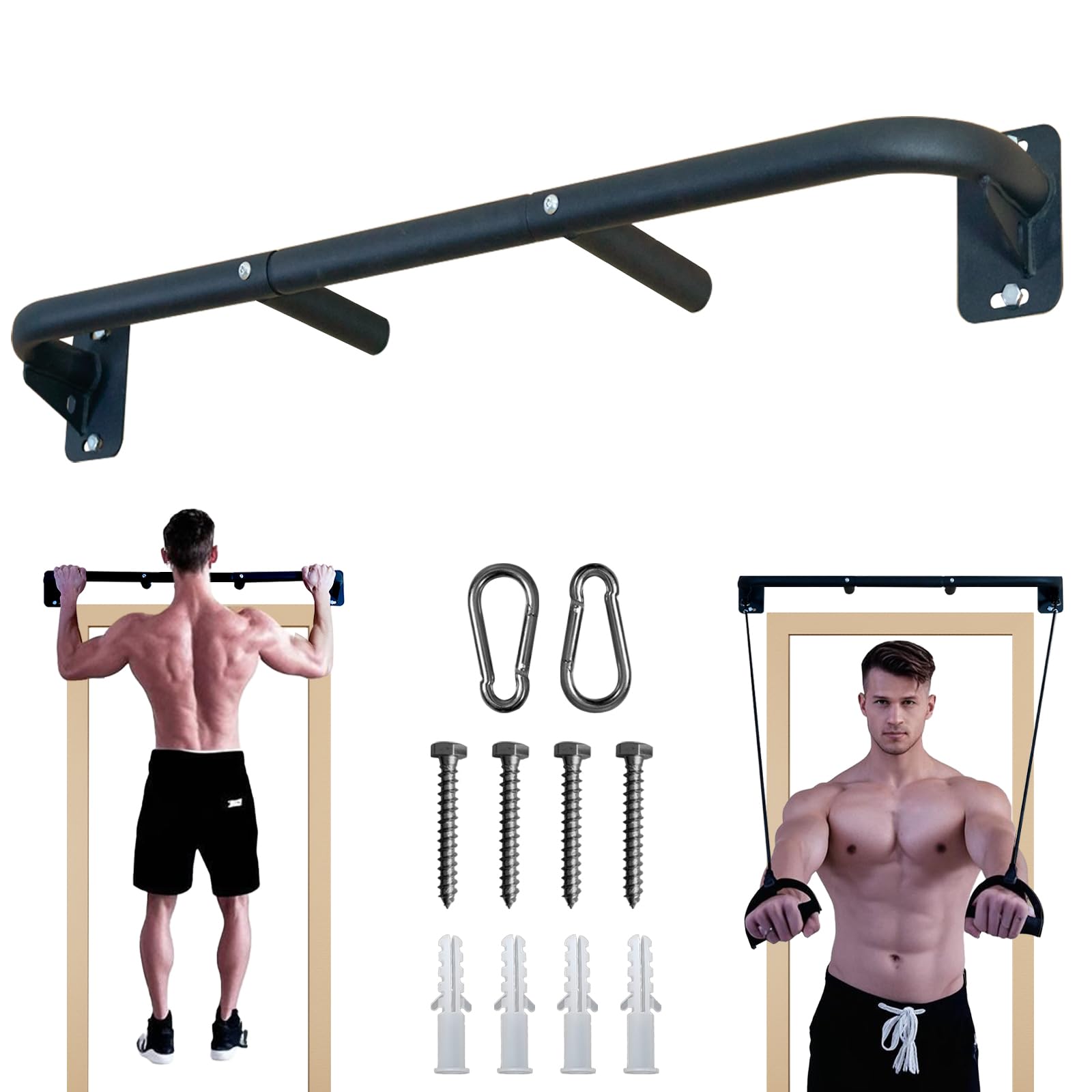 Fitarc Barre de traction murale robuste, barre de traction pour porte, construction en acier, équipement de gym pour la maison
