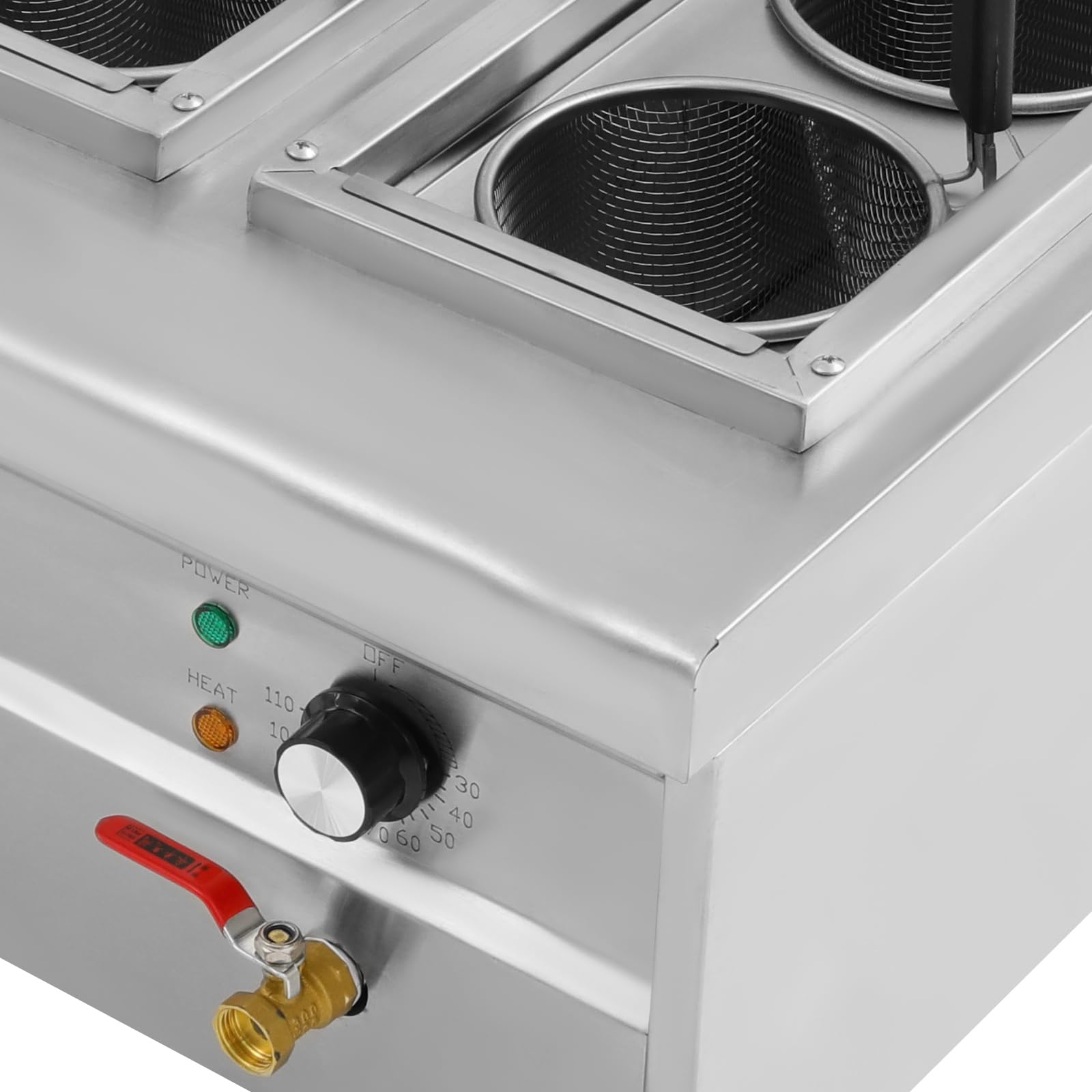 Fornello per pasta professionale, 6 cesti, 9 l, 2500 W, in acciaio inox, con rubinetto di scarico, fornello per pasta elettrica, per feste, banchetti ed eventi di catering