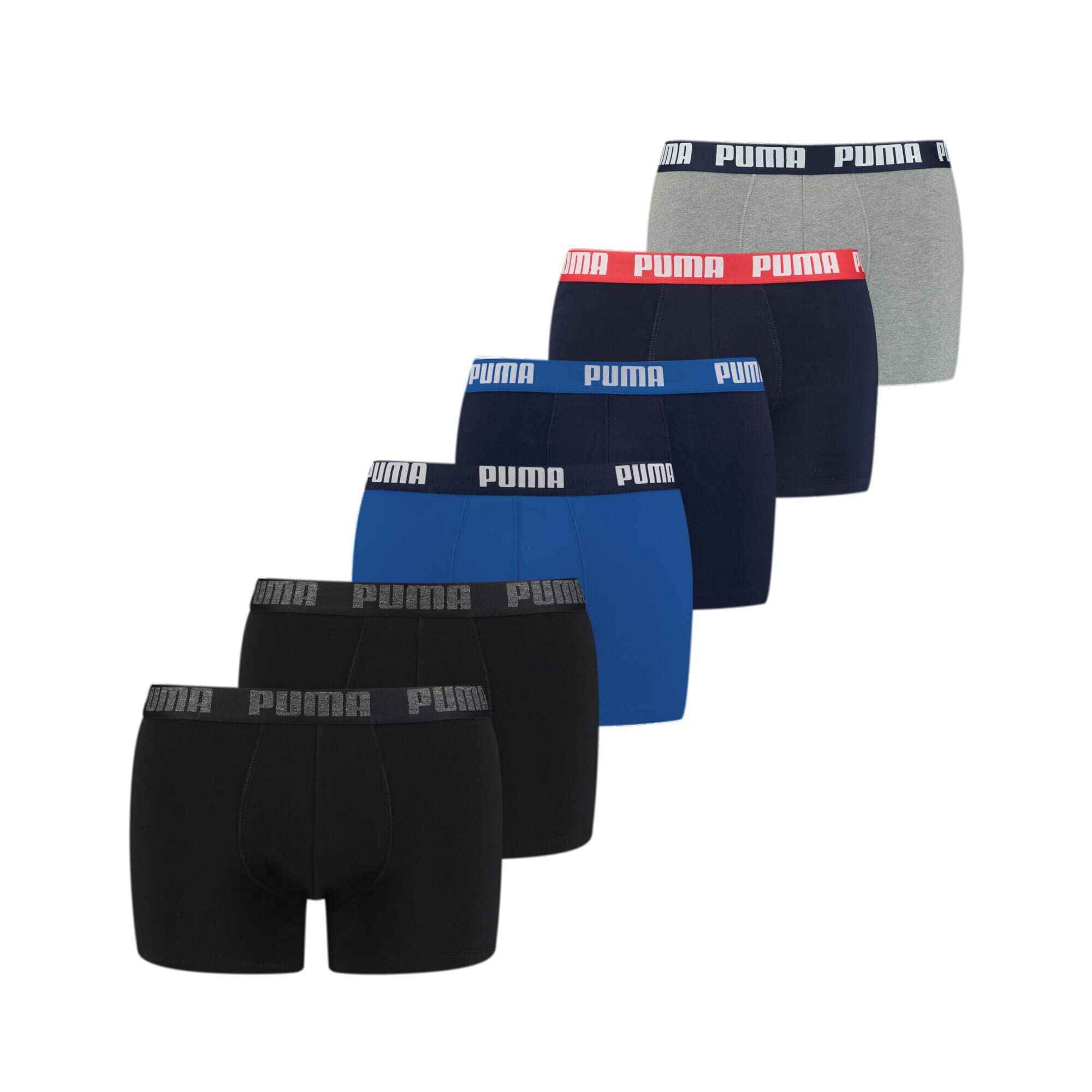 PUMA 6 x Mens Boxer Shorts Blue/Black Small