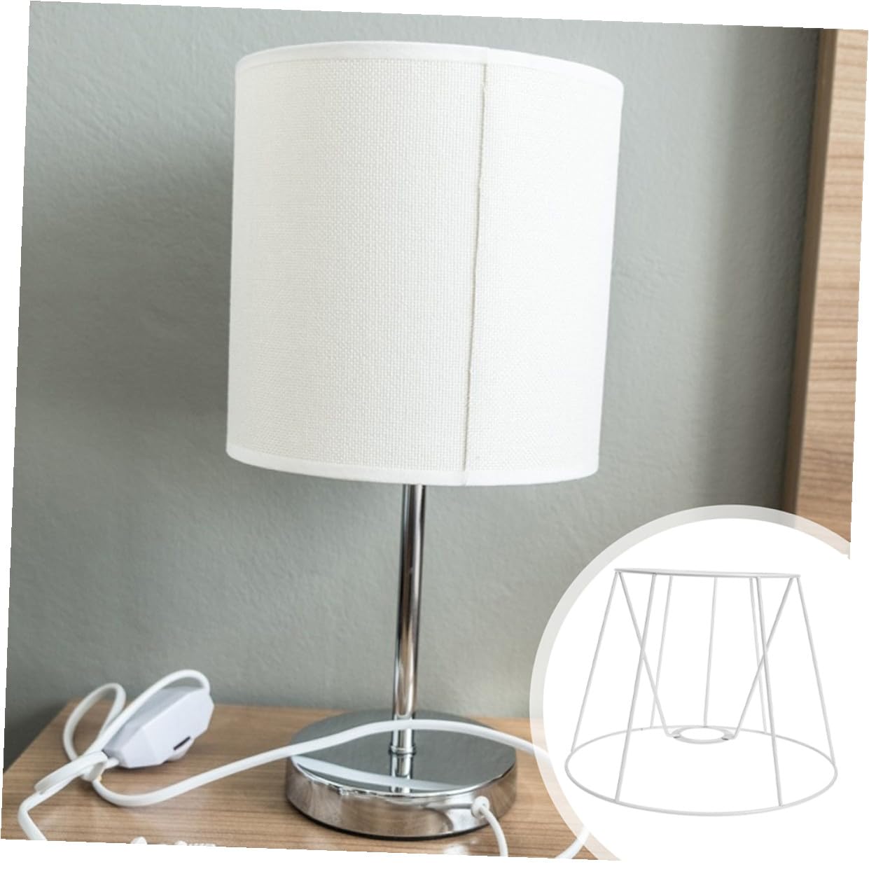 Metall Lampenschirmgestell E27 Weiß für Tischlampe und Home