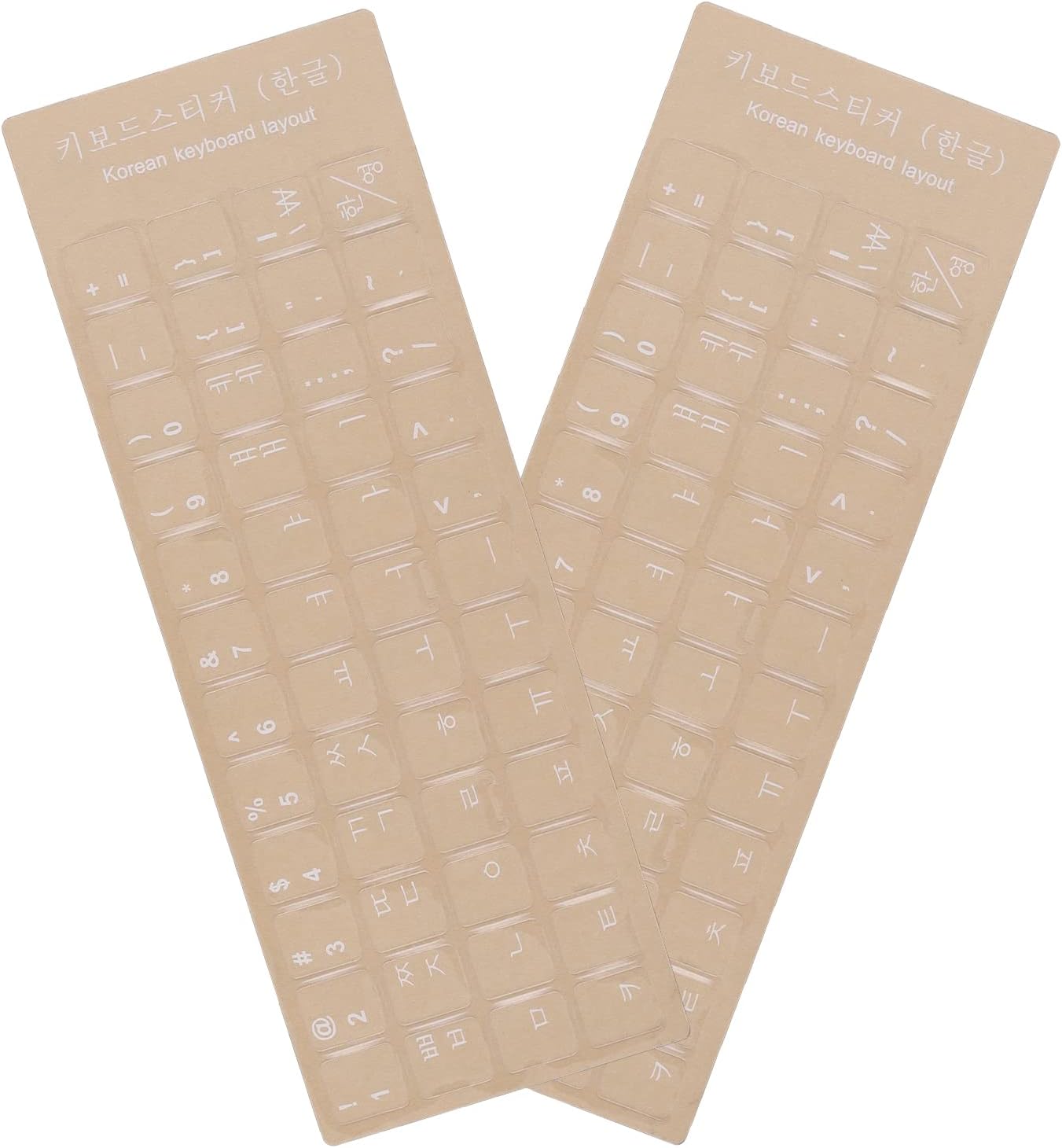 2 Pack Universal Korean Keyboard Stickers Transparent Background, Transparent Background with White Lettering for Computer Laptop Notebook Desktop, Replacement Computer Keyboard Stickers (Korean).