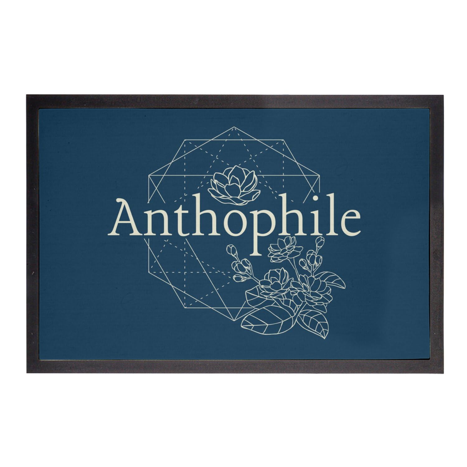 Paillasson Bleu Fleur Anthophile Tapis Entrée Antidérapant 60x40cm
