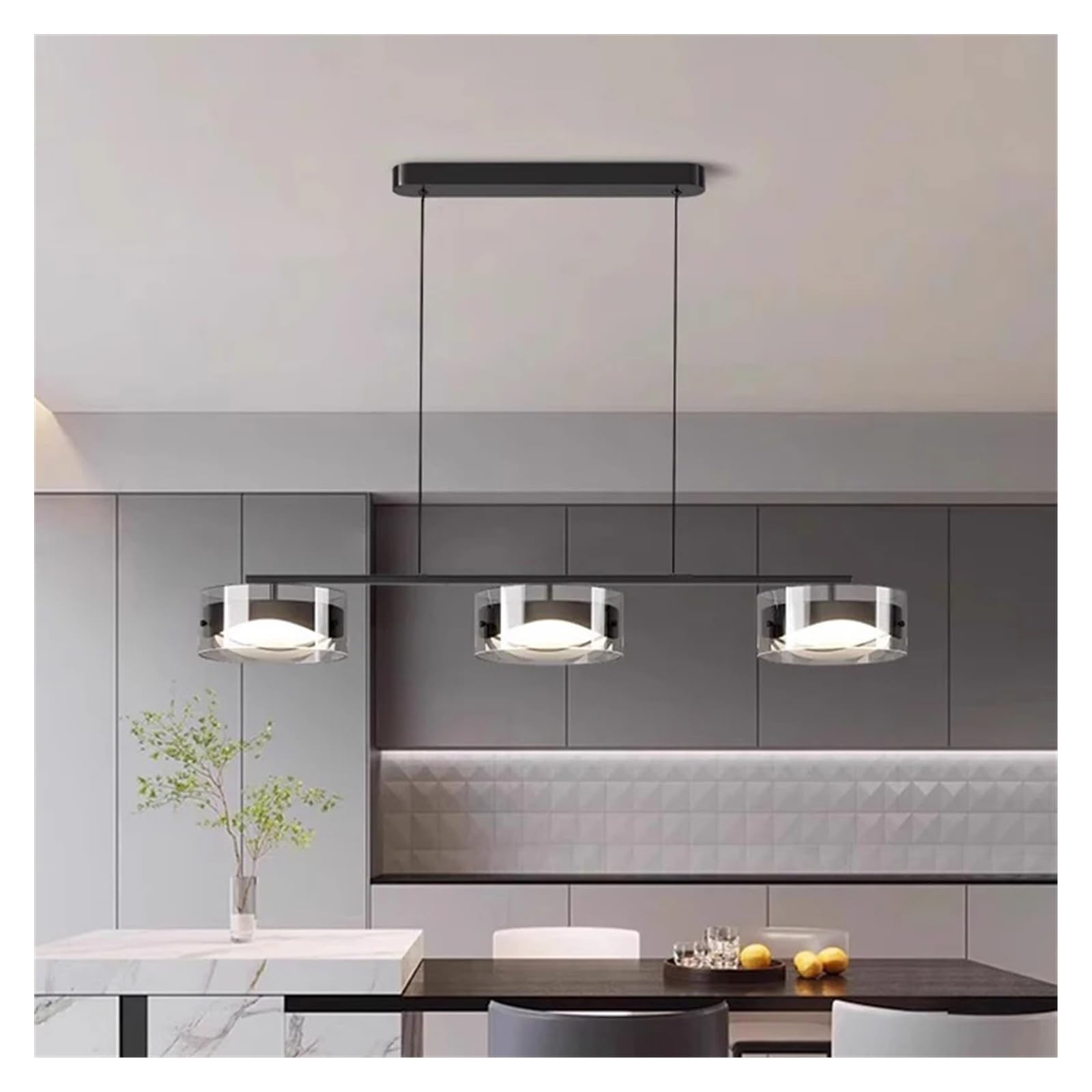 Nowoczesne lampy wiszące do jadalni, oświetlenie wewnętrzne, lampa sufitowa, lampa wisząca, żyrandole LED do salonu (3 głowice-A, zimne)