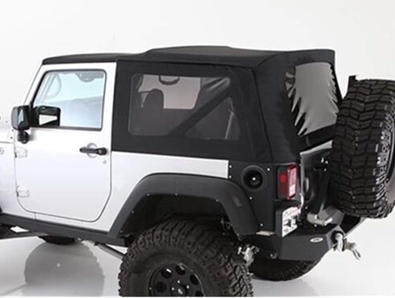Capota de lona Black Diamond waltyotur com janelas traseira e laterais escurecidas para Jeep Wrangler JK 2 portas 2010–2017 – 1 conjunto