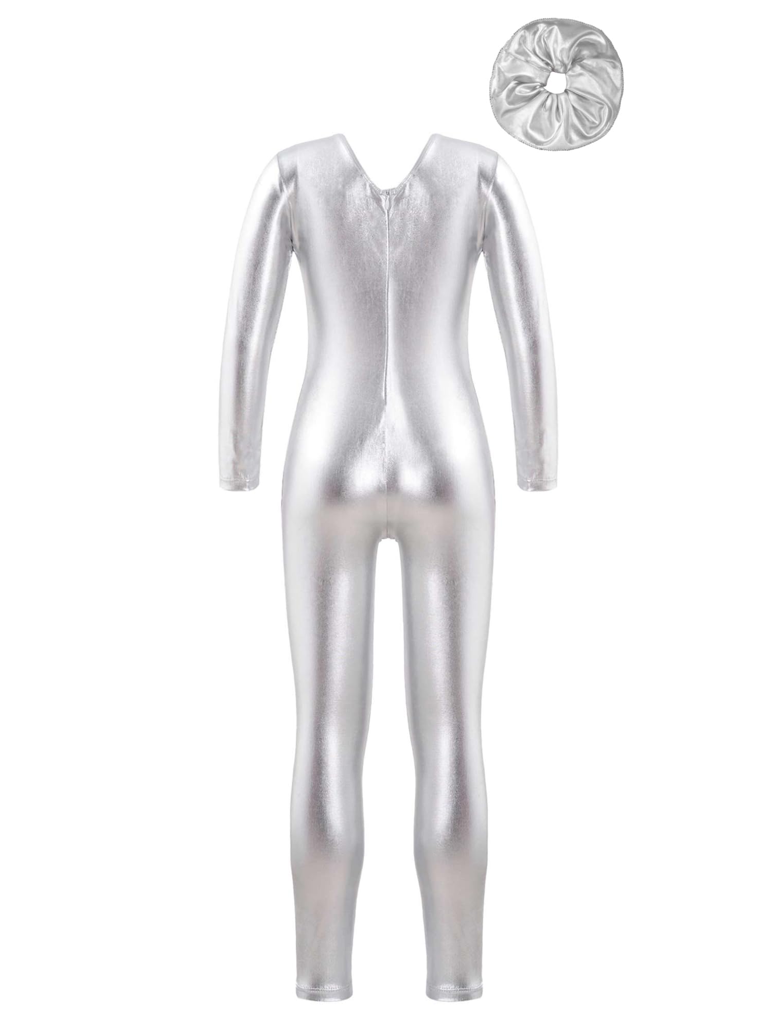 Maillot Manga Larga Metálico Elástico para Niñas Danza Gimnasia Patinaje Artístico 3-12 Años