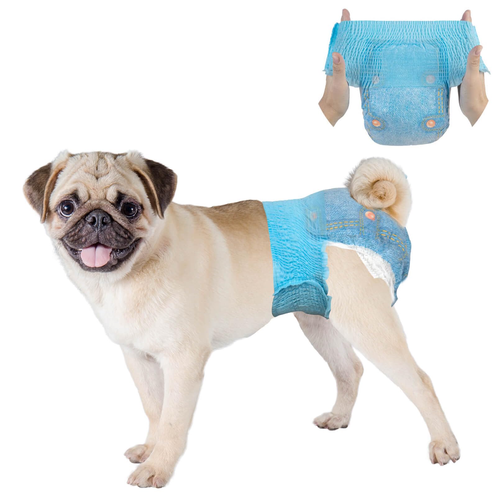 Dono Dog Nappies Female, 10 Pcs, Dog Period Pants with Stretchy Waistband, Pull up Dogie Diapers, Super Absorbent, XS, S, M, L, XL
