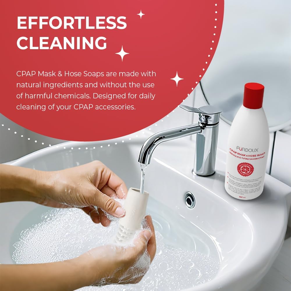 PURDOUX™ CPAP Mask & Hose Cleaning Soap (Pack of 3 Bottles, 250 ml / 8.4 oz Each) (3 x Grapefruit-Lemon Scent)