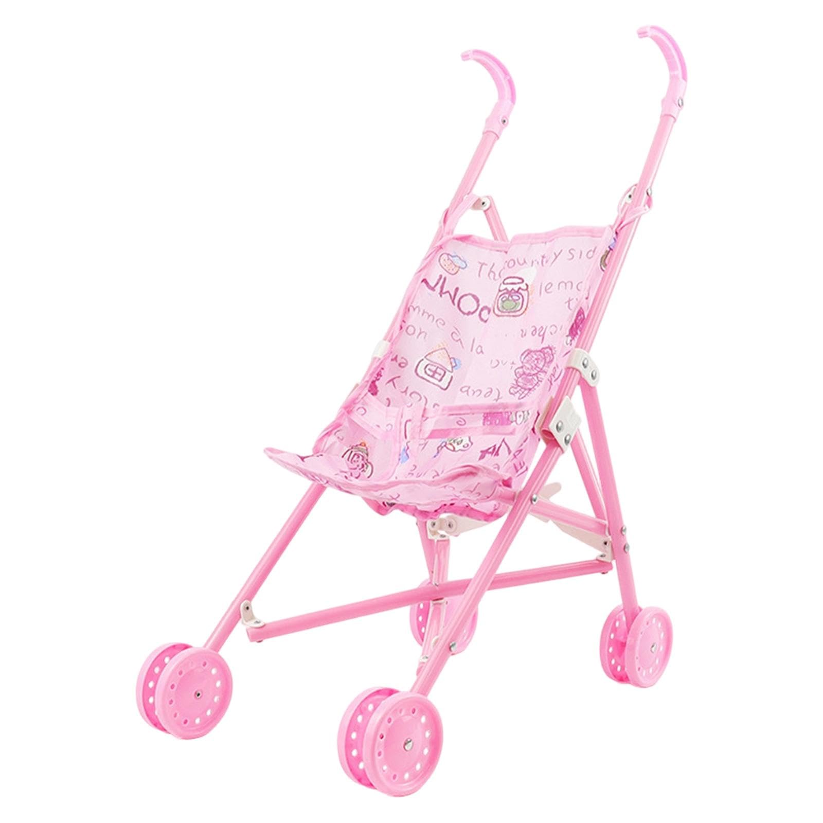 Perfeclan Doll Pretend Play (doll Not Included) Space Saving Folding Early Development Pram Pushchair for Little Girls
