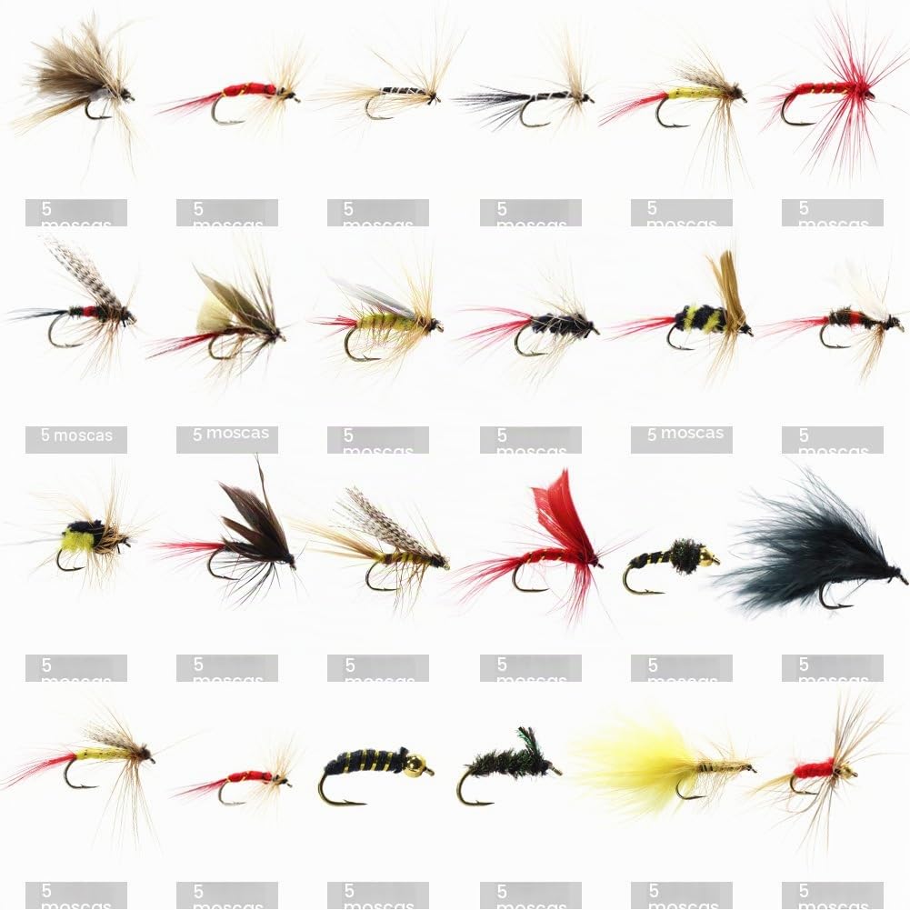 Surtido de cebo hechos a mano para pesca con mosca, moscas artificiales para pesca de trucha y trucha alpina, con caja impermeable, Set B 120 Stück