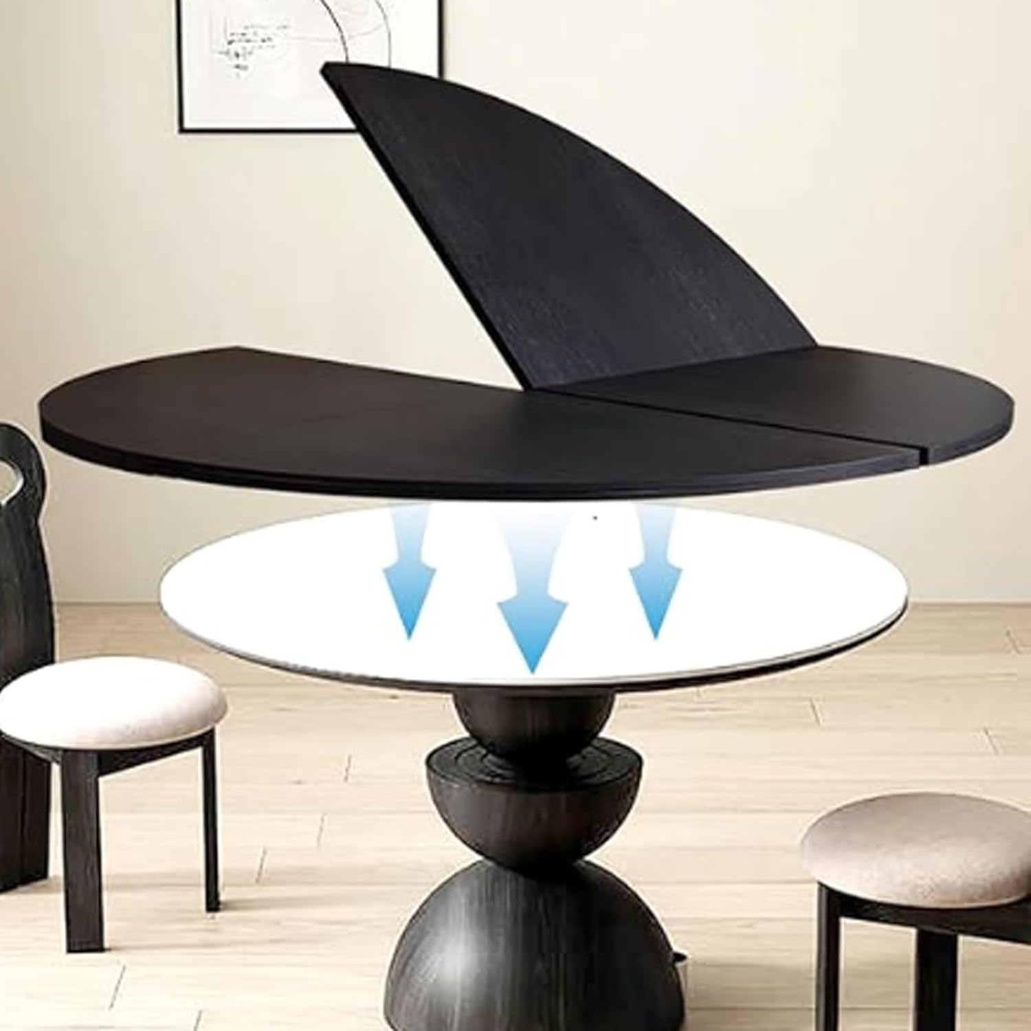 Large Round Foldable Table Top, Thick Wood Catering Banquet Party Tabletop, Round Table Tops Expander, No Legs, Easy to Store(Black,120cm/47.2in)