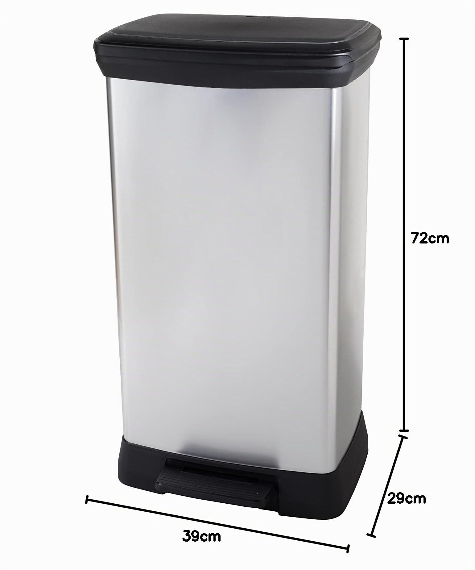Curver Poubelle, POUBELLE À PÉDALES DECO DUO 23+23L, argent