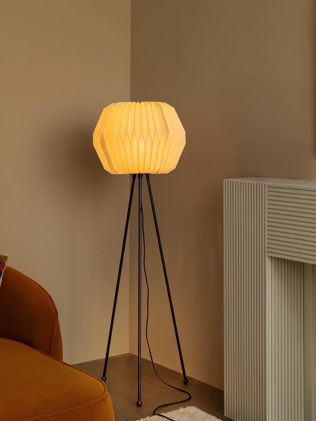 FIG Living Lifo Paper Floor Lamp for Living Room Decoration, Bedroom & Home Decor | 120 cm Tall Lamp | Origami-Inspired Lampshade | Knock-Down Tripod Stand (Bulb not Included)-image-7