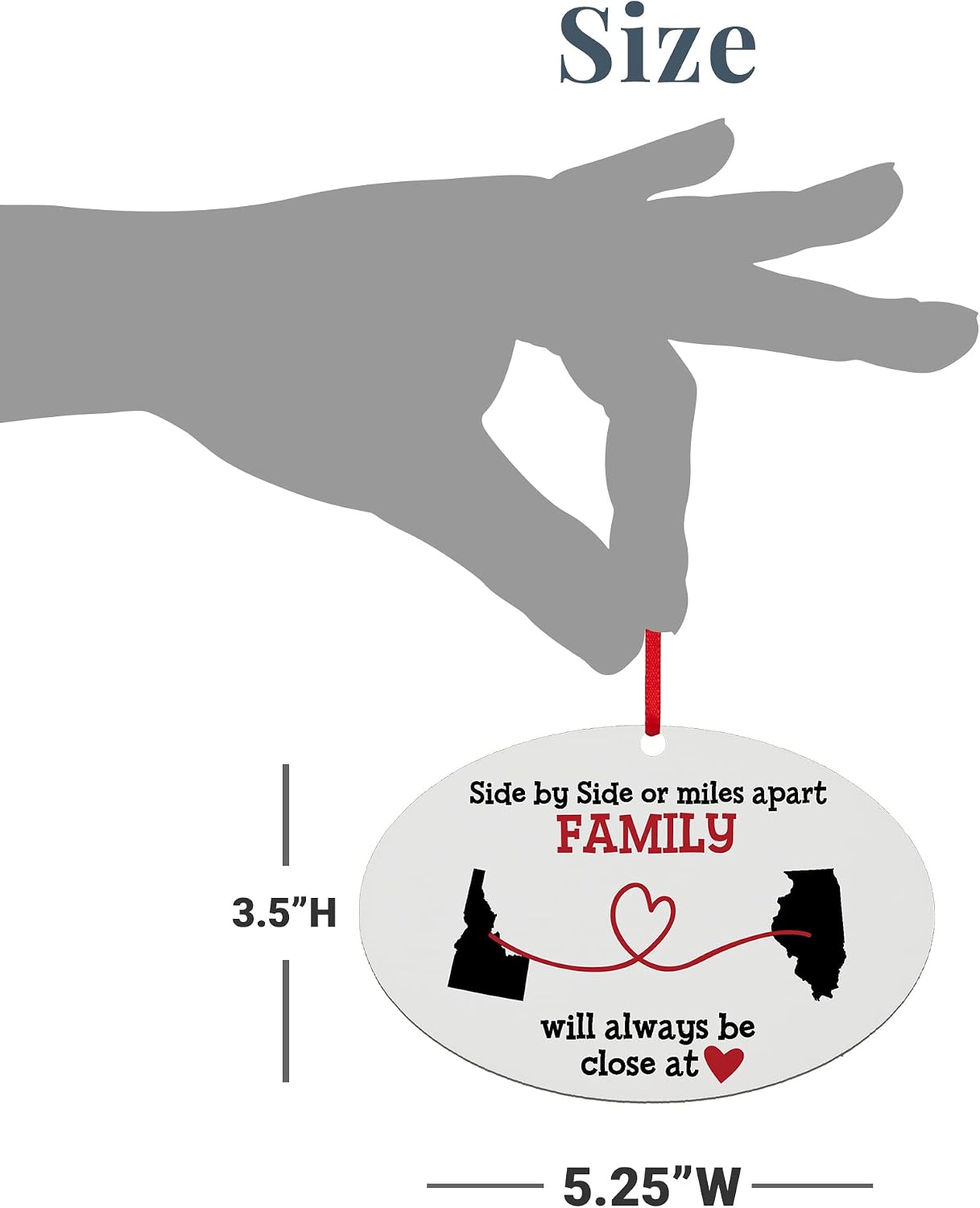 Let's Make Memories - Personalized Christmas Ornament for Distant Friends and Family - Custom Ornament for Those Miles Apart, Close at Heart - Any Two States - Christmas 2022 Keepsake - Rectangle