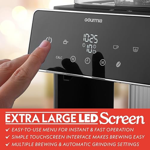 Miniatura 10 de Gourmia Cafetera de 10 tazas para moler y preparar  Molinillo ajustable integrado, temporizador digital programable, 3 concentraciones de