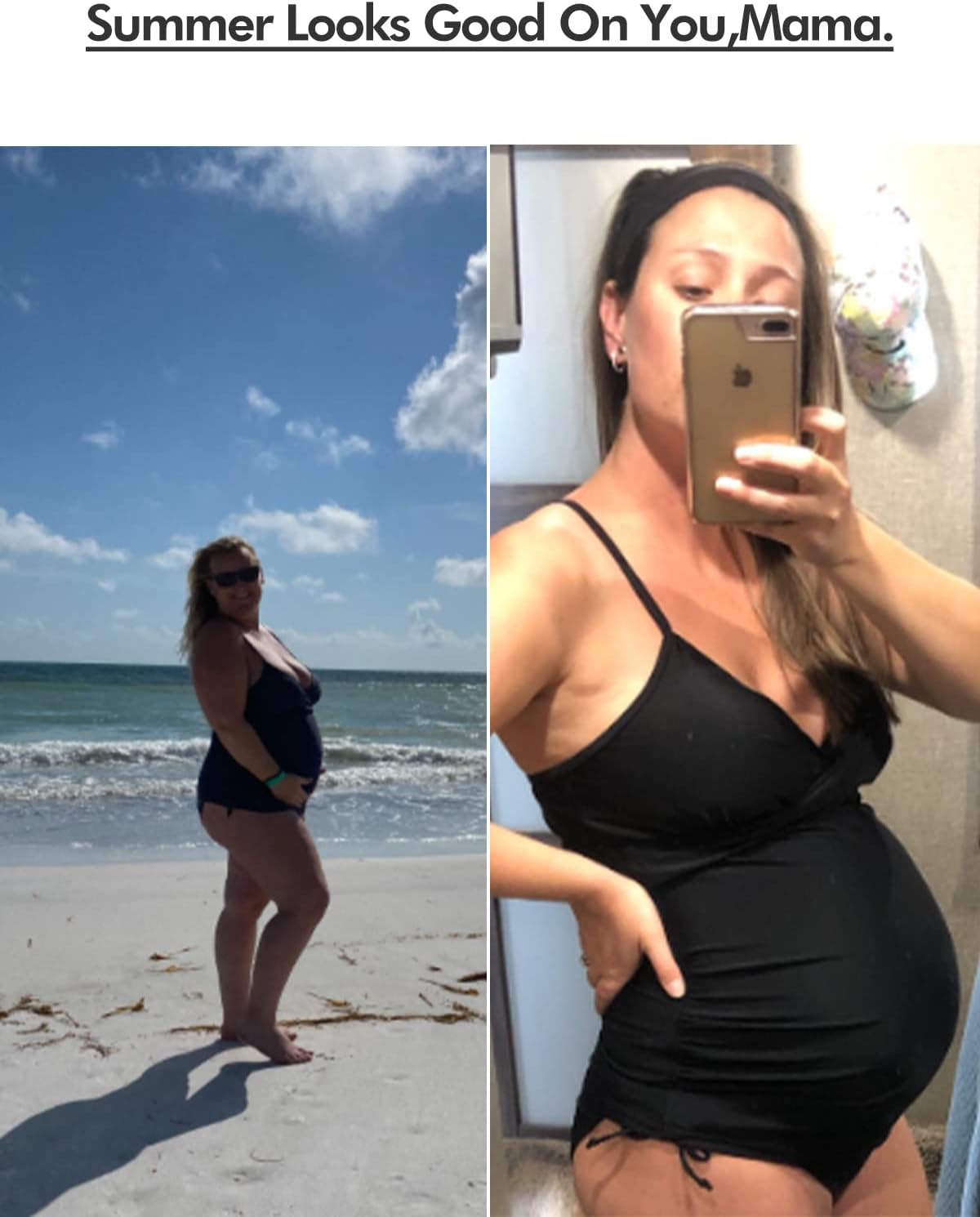 Women Two Piece Women's Maternity Swimsuit Retro Plum Wrap Front Tankini Swimwear Beachwear