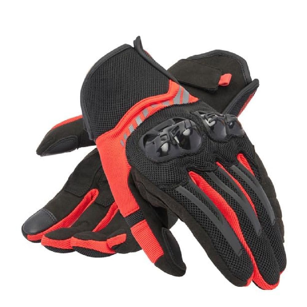 Dainese - Mig 3 Air Gloves, Sommer-Motorradhandschuhe, belüftetes Gewebe, Knöchelschoner, Touchscreen, Mann, Schwarz/Lava Rot, XXL