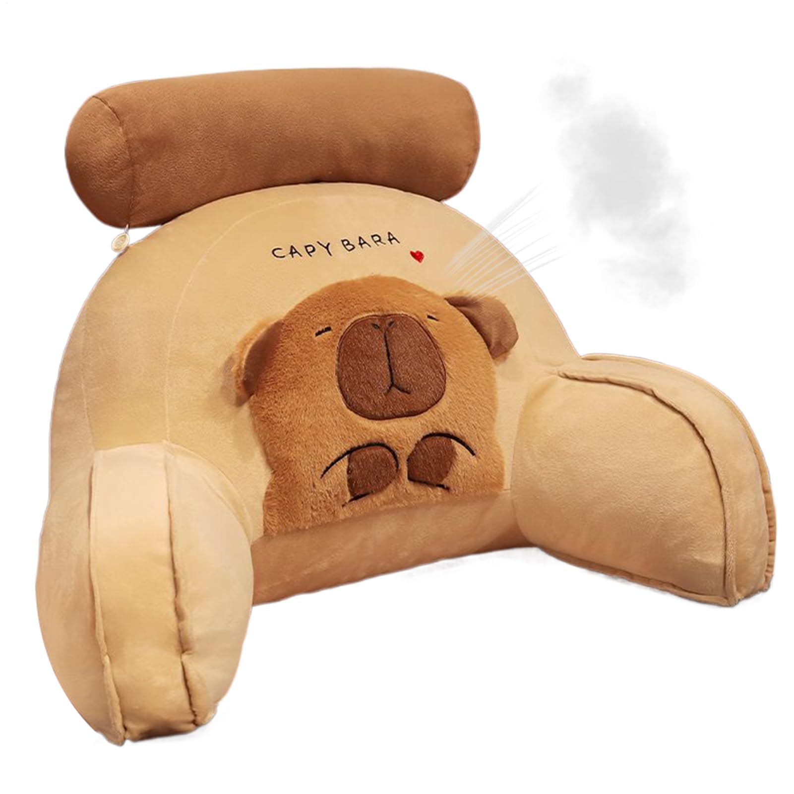 Coussin de lecture capybara avec accoudoirs et housse lavable pour un dossier ergonomique au lit