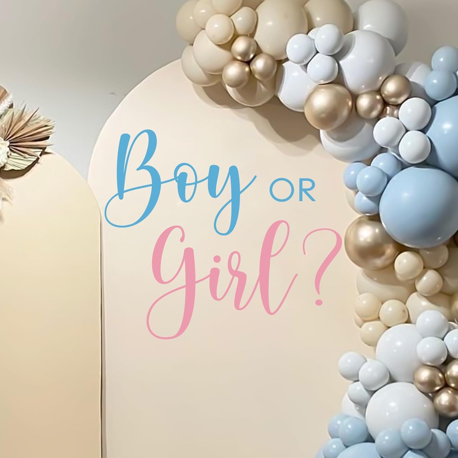 Boy or Girl Arch Backdrop Decor Decal, Baby Shower Bridal Shower Decor, Gender Reveal Anniversary Birthday Party Photo Shoot Props Supplies Blue Pink