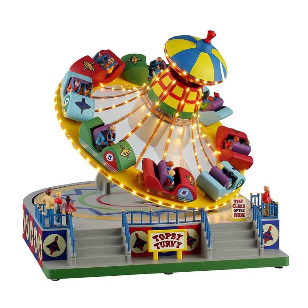 Lemax Topsy Turvy #54451 collectible building with spinning cars and lights.