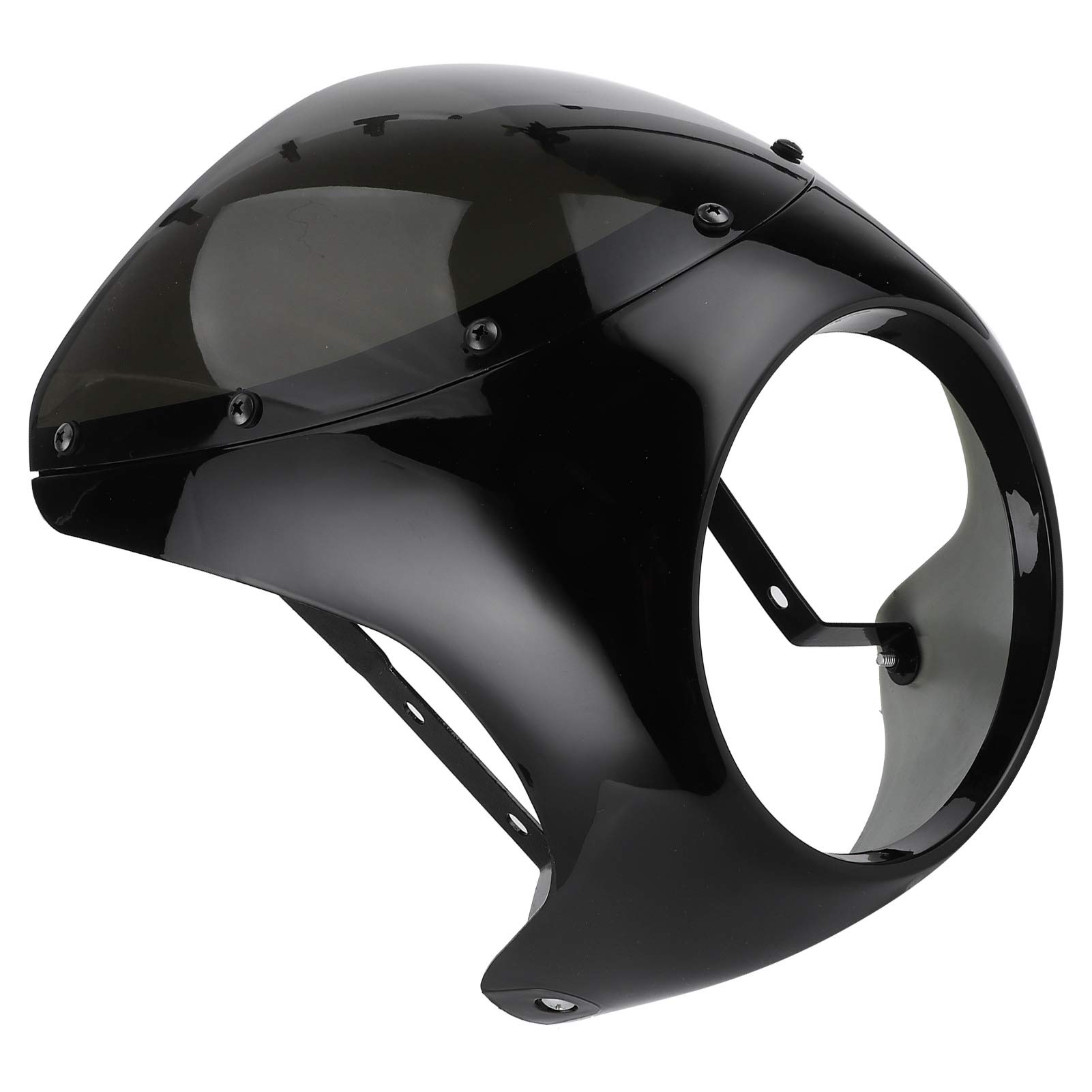 Cupolino universale per moto e deflettore antivento per modelli 7 pollici, nero lucido con lente nera - Migliora stile e comfort con materiale ABS resistente