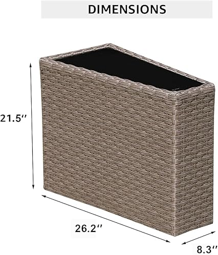 Miniatura 10 de SUNSITT Mesa auxiliar de mimbre de resina de ratán PE para patio, paquete de 2 mesas auxiliares de cuña para sofá con parte superior de vidrio