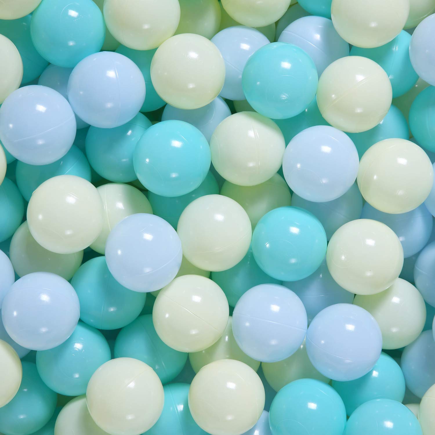GOGOSO Pit Balls 100 pcs for Kids - Phthalate Free BPA Free Non-Toxic Crush Proof, Perfect for Indoor and Outdoor, Gift for Children with Macaron Color Yellow, Light Blue, Blue, 2.2 Inch