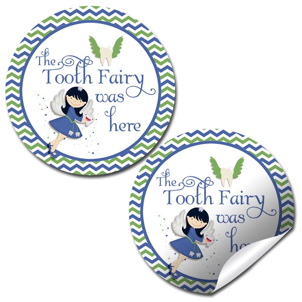 Official Tooth Fairy Thank You Stickers for Boys, 20 2" Circle Stickers by AmandaCreation, Great for Seals & Labels, Tooth Fairy with Asian Features