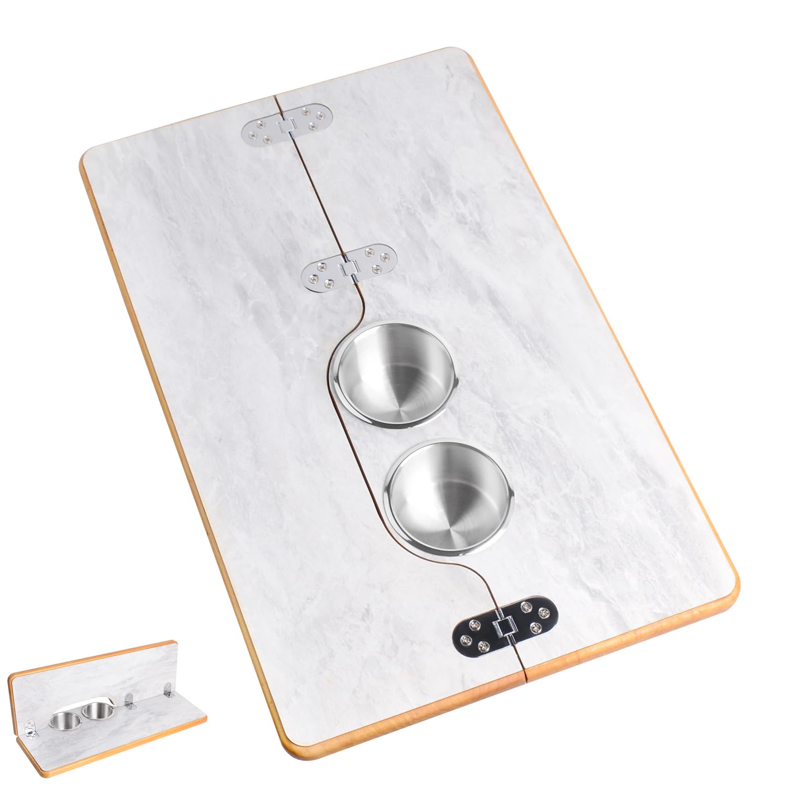 Tavolo pieghevole da parete per camper, con 2 portabicchieri in acciaio inox, 56 x 35 cm, salvaspazio, per camper, camion, barca