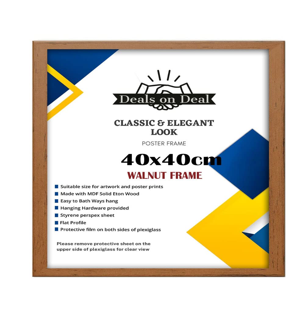 Deals on deal 40x40CM Solid Eton Premium Wooden Photo Picture Certificate Posters Frame Wood Wall Frames Clear plexiglass Ideal Home/Office(40x40CM (15.7" x 15.7"), WALNUT)